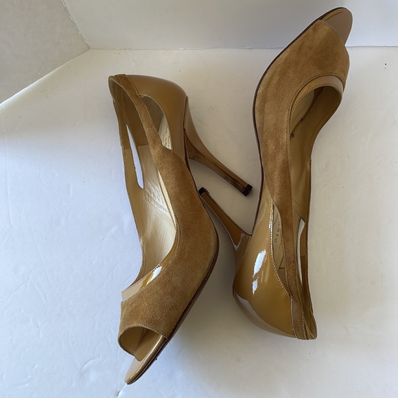 Kate Spade Carmen Peep Toe Suede Leather Pumps - Picture 7 of 9